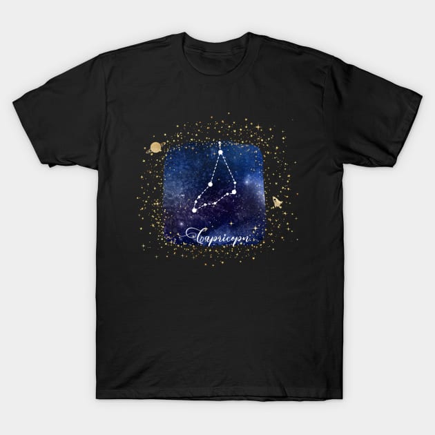 Capricorn Constellation T-Shirt by Underthespell